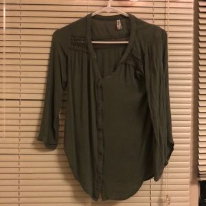 Army green long sleeved dress shirt